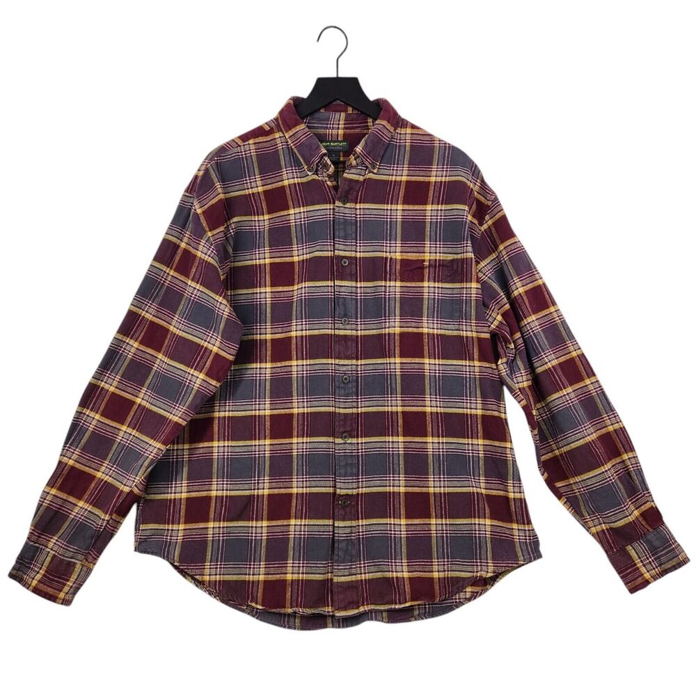 John Bartlett Consensus Men's XL Flannel Plaid Button Down Shirt Long Sleeve